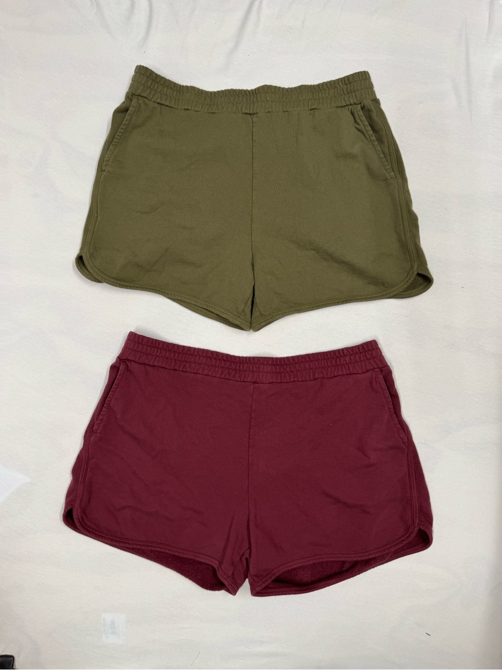 Lot of 2 American Giant Shorts Mens XL Green Red Drawstring Made in USA Workout